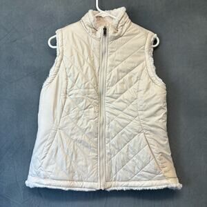 Faux Fur Lined Quilted Vest Y2K Women Medium Cozy Hip Hop Mob Boss Wife Full Zip